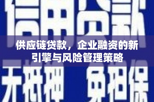 惠山供应链贷款，企业融资的新引擎与风险管理策略