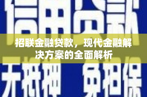 惠山招联金融贷款，现代金融解决方案的全面解析